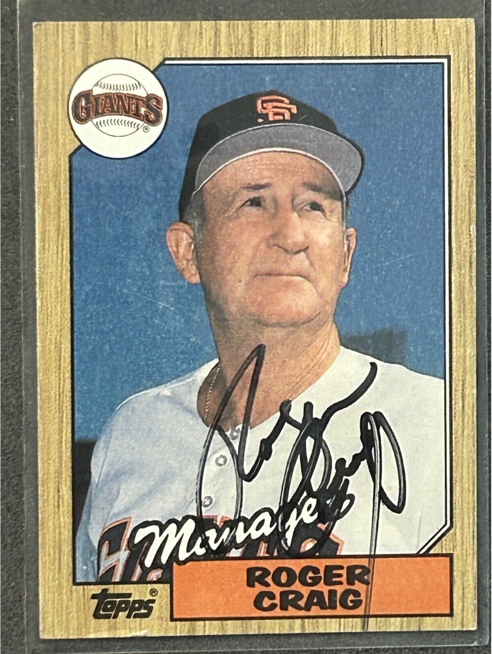 MLB GIANTS MANAGER ROGER CRAIG SIGNED COLLECTIBLE 1987 TOPPS #193 AUTO NM
